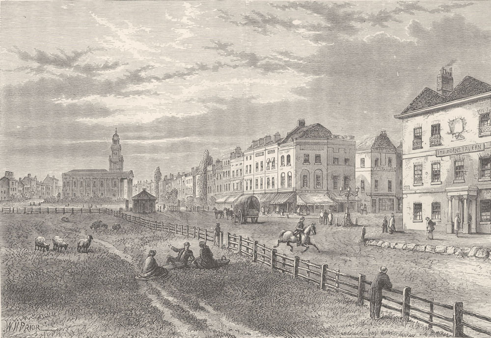 SOUTHWARK. Kennington common and church. London c1880 old antique print